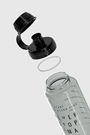 Renga Ege Yazı Desenli 1000 ml Tritan Matara 912141 Siyah