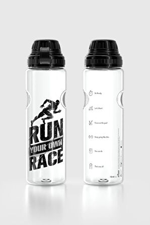 Renga Ege Yazı Desenli 750 ml Tritan Matara 912067 Siyah