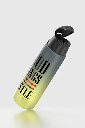 Renga Pera Çift Renk Yazı Desenli 820 ml Askılı Mat Tritan Matara 912134 Siyah-Sarı