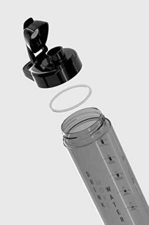 Renga Lidya Yazı Desenli 630 ml Tritan Matara 912033 Siyah