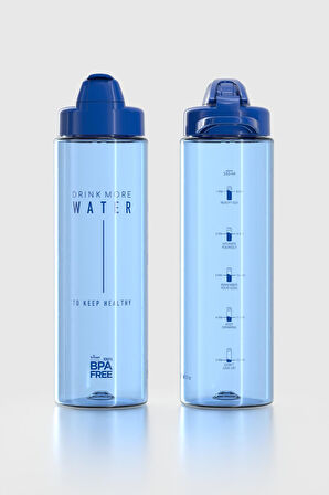 Renga Lidya Yazı Desenli 630 ml Tritan Matara 912033 Mavi