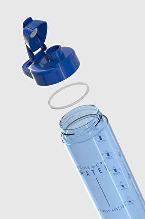 Renga Lidya Yazı Desenli 630 ml Tritan Matara 912033 Mavi