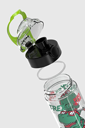 Renga Saga Desenli 500 ml Tritan Çocuk Matara 912014 Siyah