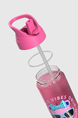 Renga Moly Desenli 500 ml Pipetli Tritan Çocuk Matara 912131 Pembe