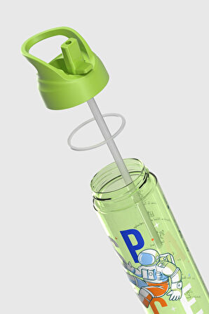 Renga Moly Desenli 630 ml Pipetli Tritan Çocuk Matara 912172 Yeşil