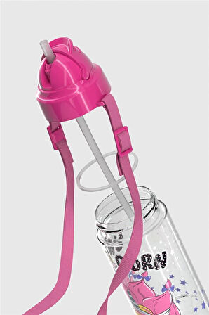 Renga Migo Desenli 500 ml Askılı Pipetli Tritan Çocuk Matara 912008 Pembe