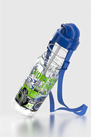 Renga Migo Desenli 500 ml Askılı Pipetli Tritan Çocuk Matara 912008 Mavi
