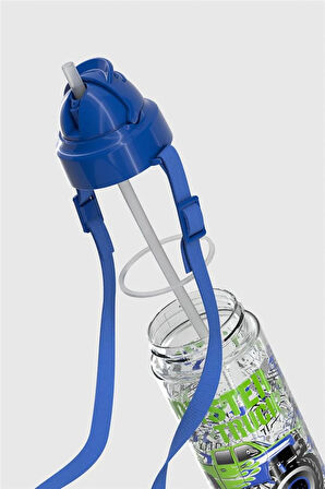 Renga Migo Desenli 500 ml Askılı Pipetli Tritan Çocuk Matara 912008 Mavi