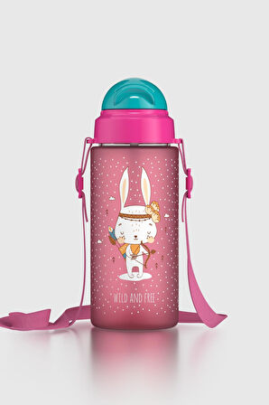 Renga Migo Soft Touch Desenli 500 ml Askılı Pipetli Tritan Çocuk Matara 912142 Pembe