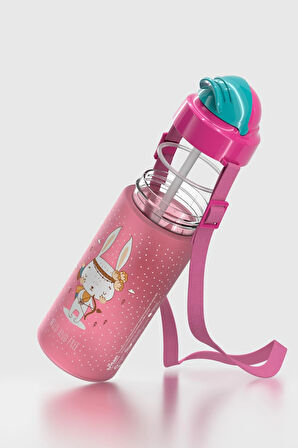 Renga Migo Soft Touch Desenli 500 ml Askılı Pipetli Tritan Çocuk Matara 912142 Pembe