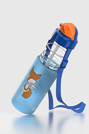 Renga Migo Soft Touch Desenli 500 ml Askılı Pipetli Tritan Çocuk Matara 912142 Mavi