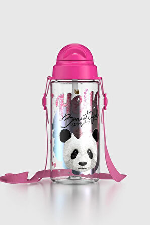 Renga Migo Desenli 500 ml Askılı Pipetli Tritan Çocuk Matara 912004 Pembe