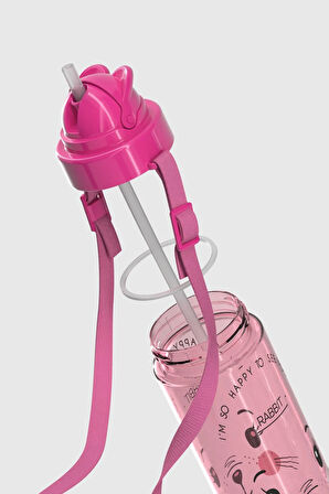Renga Taffy Desenli 500 ml Askılı Pipetli Tritan Çocuk Matara 912080 Pembe