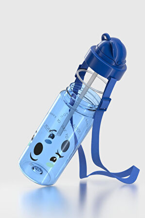 Renga Taffy Desenli 500 ml Askılı Pipetli Tritan Çocuk Matara 912080 Mavi