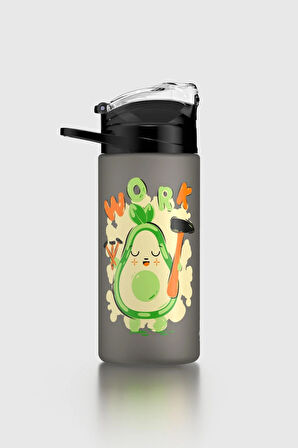 Renga Falcon Avokado Desenli 500 ml Pipetli Mat Tritan Çocuk Matara 912037 Siyah