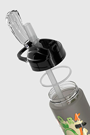 Renga Falcon Avokado Desenli 500 ml Pipetli Mat Tritan Çocuk Matara 912037 Siyah