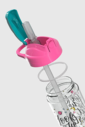 Renga Falcon Look Up Desenli 500 ml Pipetli Tritan Çocuk Matara 912037 Fuşya