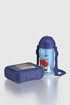 Renga Cosmo Desenli PP Çocuk Beslenme Kabı ve Suluk Seti 192017 Mavi