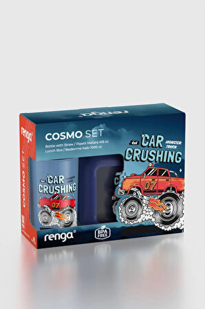 Renga Cosmo Desenli PP Çocuk Beslenme Kabı ve Suluk Seti 192017 Mavi