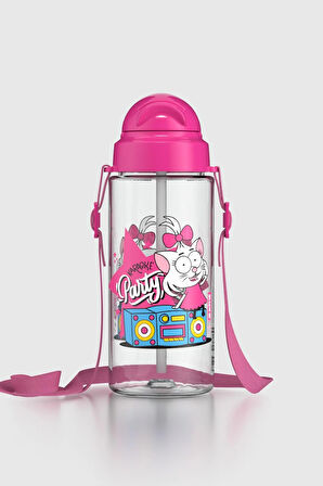 Renga Migo Kral Şakir Desenli 500 ml Askılı Pipetli Tritan Çocuk Matara 222027 Pembe