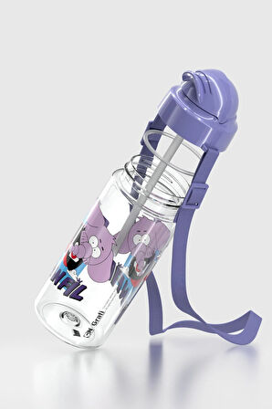 Renga Migo Kral Şakir Desenli 500 ml Askılı Pipetli Tritan Çocuk Matara 222027 Mor