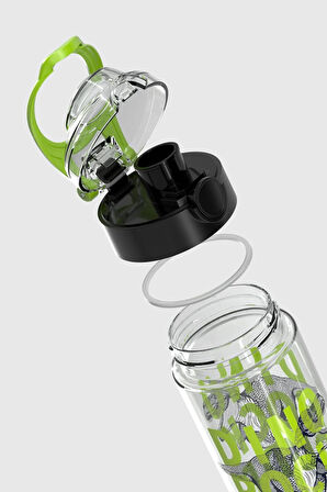 Renga Saga Desenli 500 ml Tritan Çocuk Matara 912014 Siyah-Yeşil