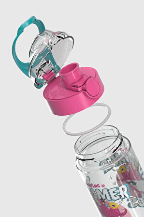 Renga Saga Desenli 500 ml Tritan Çocuk Matara 912014 Pembe-Turkuaz