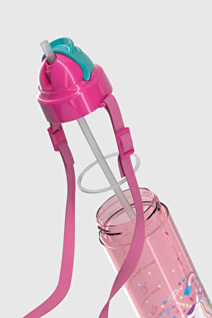 Renga Migo Desenli 630 ml Askılı Pipetli Tritan Çocuk Matara 912143 Pembe