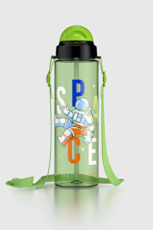 Renga Migo Desenli 630 ml Askılı Pipetli Tritan Çocuk Matara 912143 Yeşil