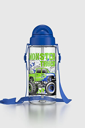 Renga Leya Monster Truck Desenli PP Çocuk Beslenme Kabı ve Suluk Seti 192013 Mavi