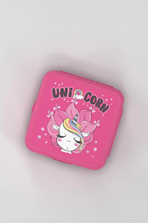 Renga Leya Unicorn Desenli PP Çocuk Beslenme Kabı ve Suluk Seti 192013 Pembe