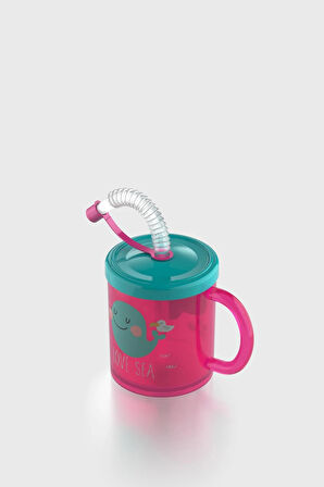 Renga Ruby Love Sea Desenli 210 ml Pipetli Kulplu PP Bebek Bardağı 142003 Pembe-Turkuaz