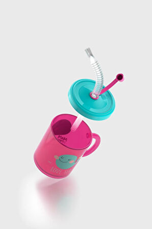 Renga Ruby Love Sea Desenli 210 ml Pipetli Kulplu PP Bebek Bardağı 142003 Pembe-Turkuaz