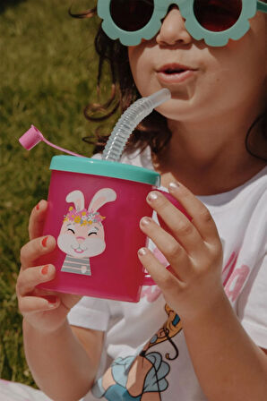 Renga Ruby Love Sea Desenli 210 ml Pipetli Kulplu PP Bebek Bardağı 142003 Pembe-Turkuaz