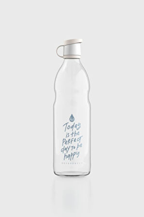 Renga Zen Yazı Desenli 1000 ml Cam Şişe 182049 Bej
