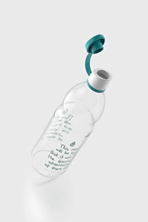 Renga Zen Yazı Desenli 1000 ml Cam Şişe 182049 Turkuaz