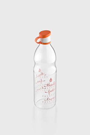 Renga Zen Yazı Desenli 1000 ml Cam Şişe 182049 Turuncu