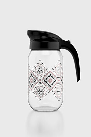 Renga Beluga Desenli 1000 ml Siyah Kapaklı Cam Sürahi 112027