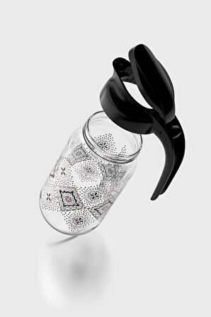 Renga Beluga Desenli 1000 ml Siyah Kapaklı Cam Sürahi 112027