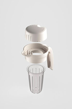 Renga Daisy 1500 ml Bej Kapaklı Süzgeçli Detoks Cam Sürahi 111025