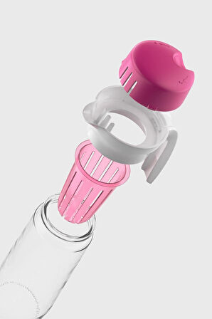 Renga Daisy 1500 ml Fuşya Kapaklı Süzgeçli Detoks Cam Sürahi 111025