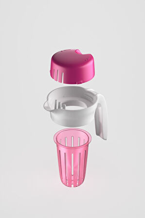 Renga Daisy 1500 ml Fuşya Kapaklı Süzgeçli Detoks Cam Sürahi 111025