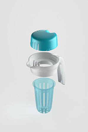 Renga Daisy 1500 ml Turkuaz Kapaklı Süzgeçli Detoks Cam Sürahi 111025