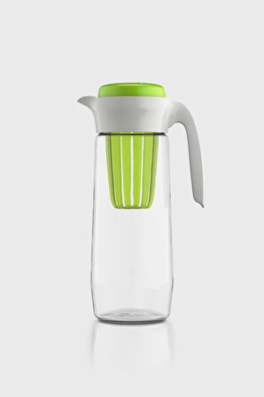 Renga Daisy 1500 ml Yeşil Kapaklı Süzgeçli Detoks Cam Sürahi 111025