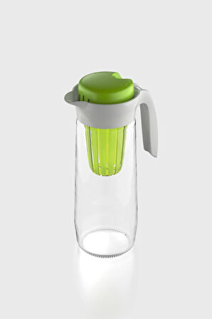 Renga Daisy 1500 ml Yeşil Kapaklı Süzgeçli Detoks Cam Sürahi 111025