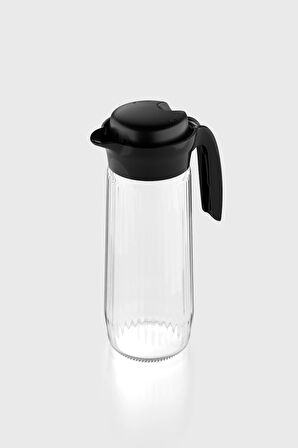 Renga Daisy 1500 ml Siyah Kapaklı Gravürlü Cam Sürahi 111023