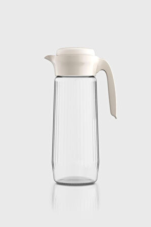 Renga Daisy 1500 ml Bej Kapaklı Gravürlü Cam Sürahi 111023