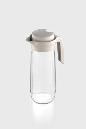 Renga Daisy 1500 ml Bej Kapaklı Gravürlü Cam Sürahi 111023