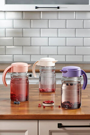 Renga Spiro 1700 ml Pastel Pembe Kapaklı Cam Sürahi 111031