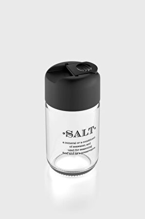Renga Rita Salt Yazılı 67 ml Siyah Kapaklı Cam Tuzluk-Karabiberlik 122020